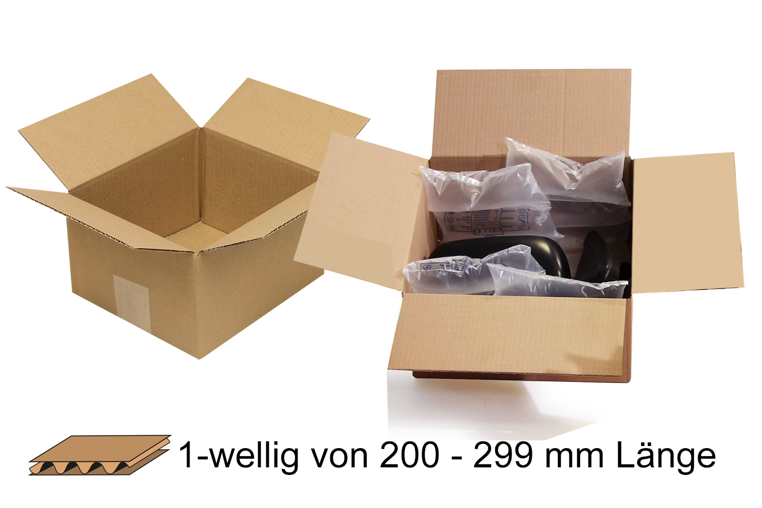 Wellpapp-Faltkarton 1-wellig von 200 - 299 mm Länge