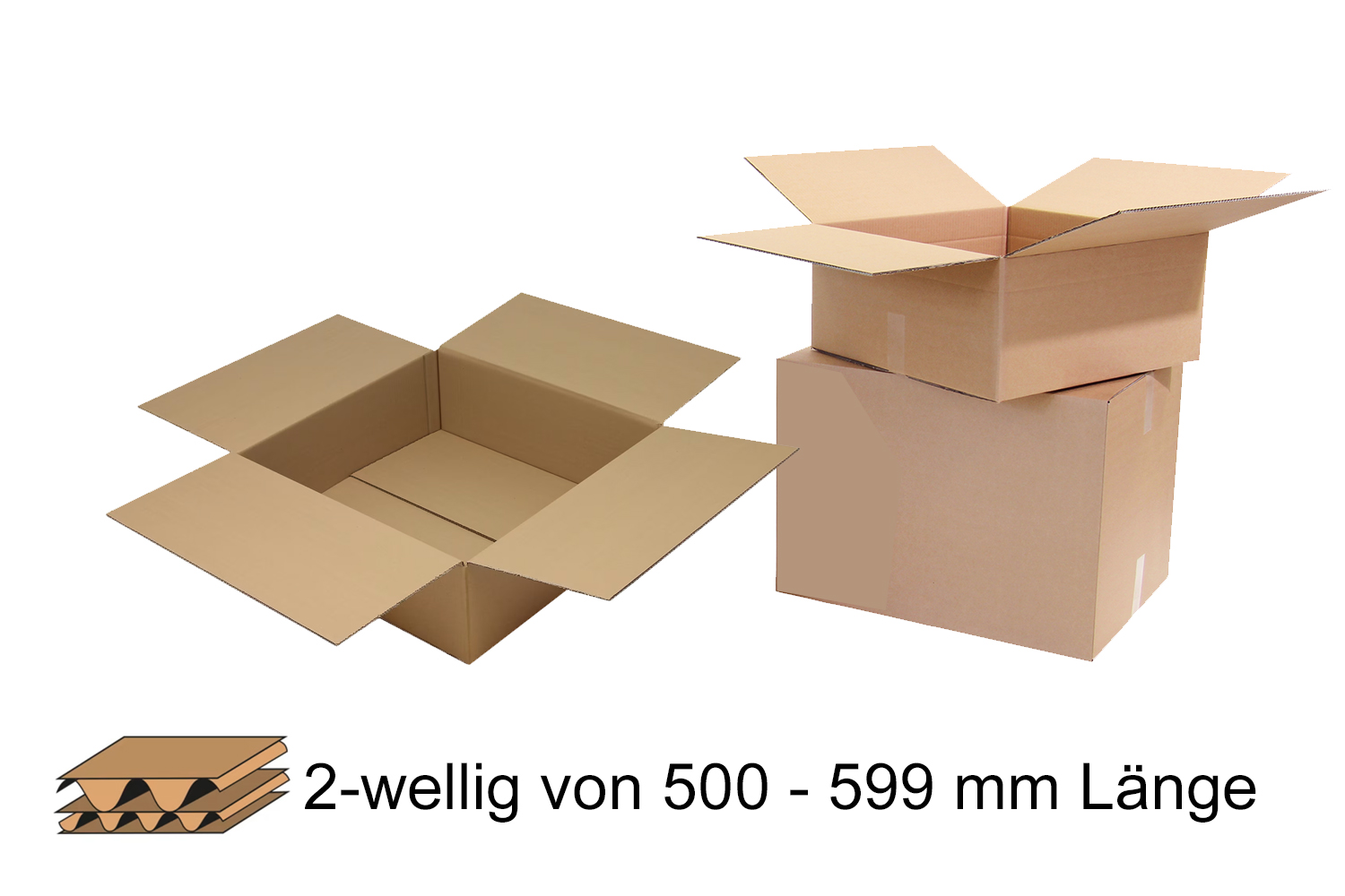 Wellpapp-Faltkarton 2-wellig 500 - 599 mm Länge
